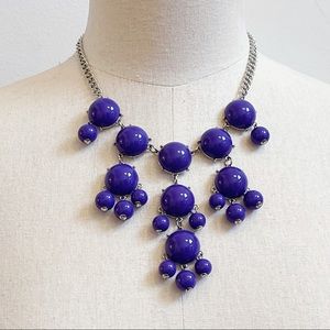 Silver Tone Purple Bubble Bead Statement Necklace